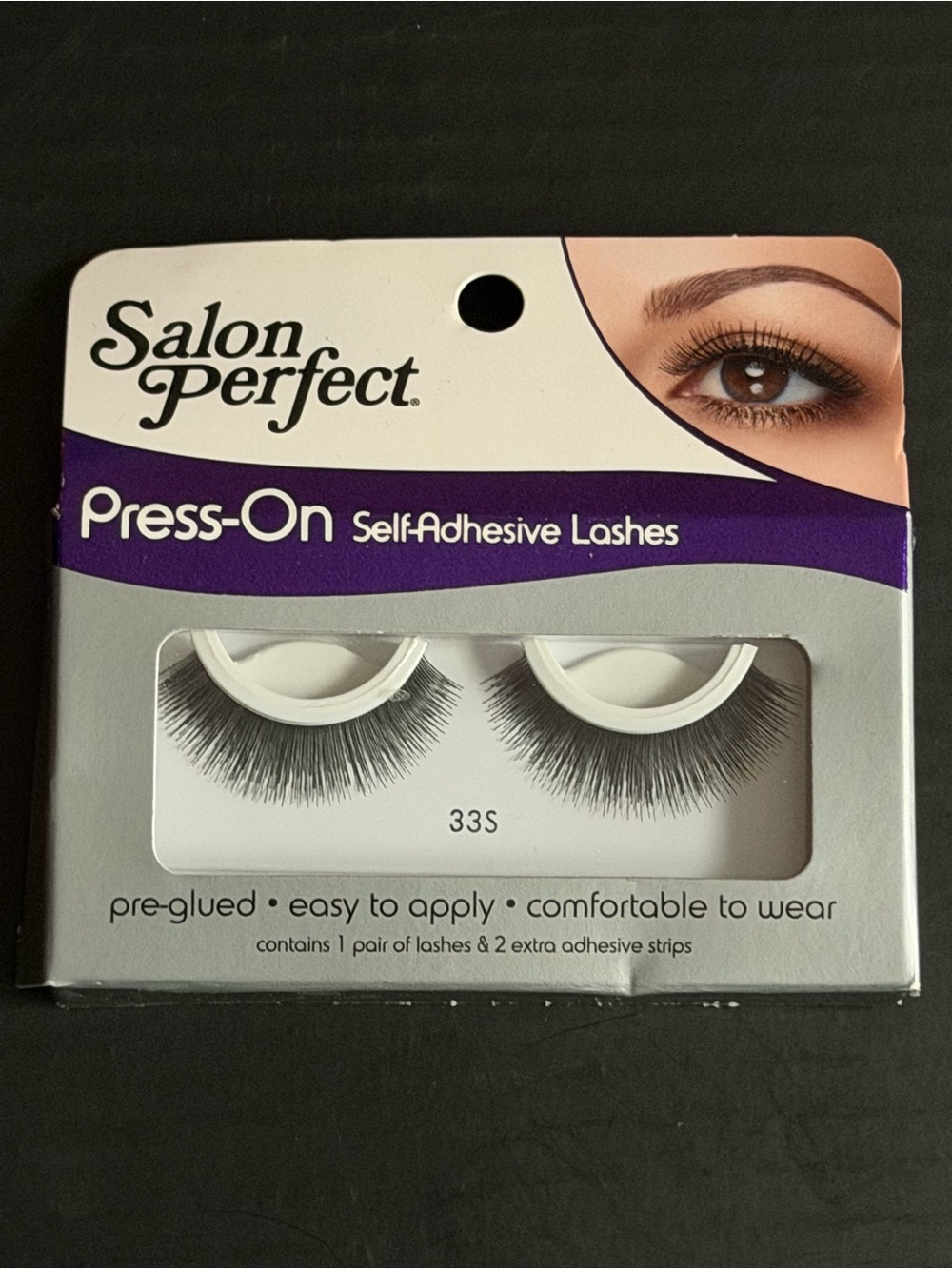 Salon Perfect Press On Self Adhesive Black Lashes Eyelashes Preglued Set 33S NIB